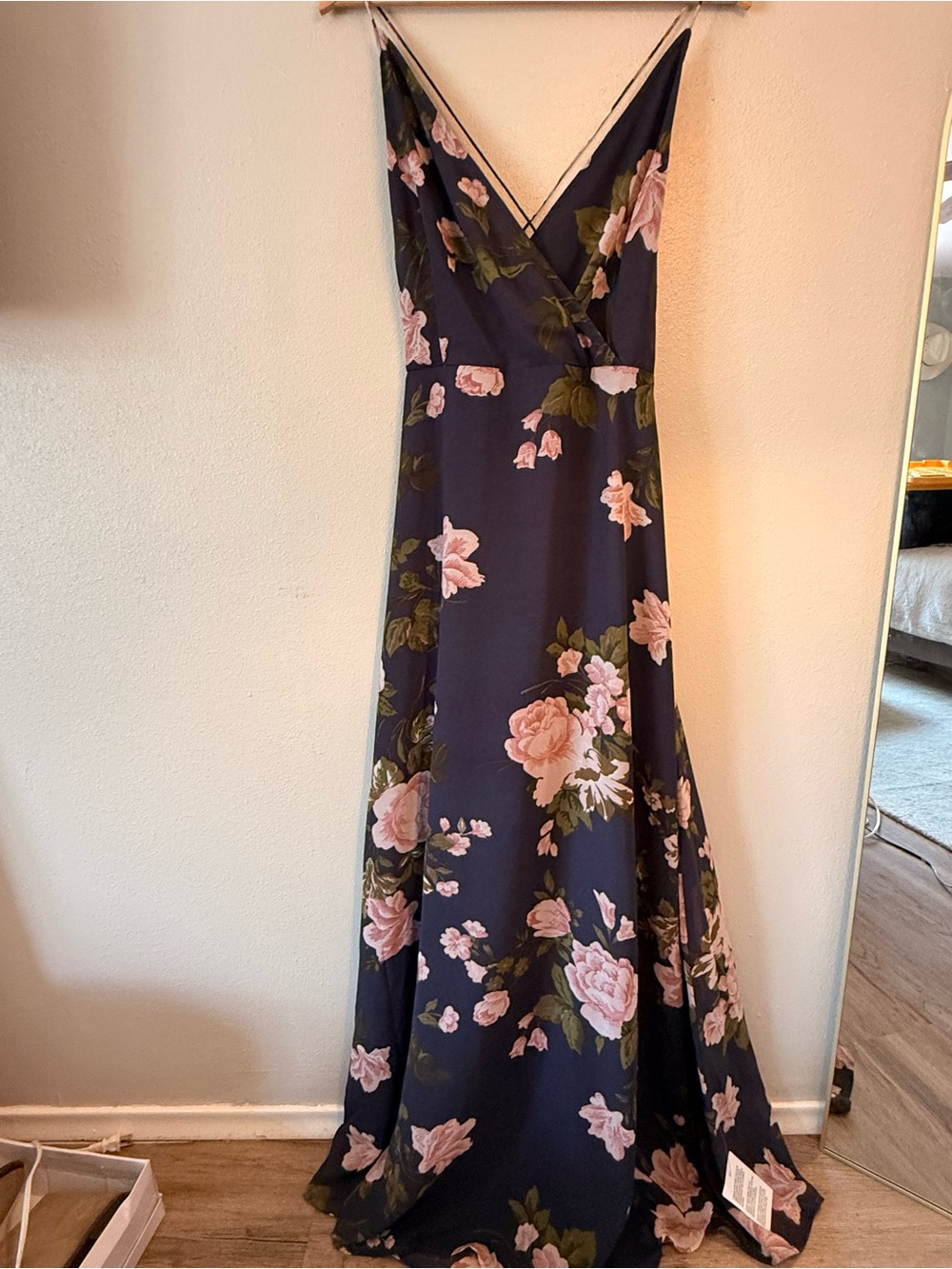 ASOS Design Navy Floral Slip Maxi Dress  Pink Rose wedding guest backless sexy